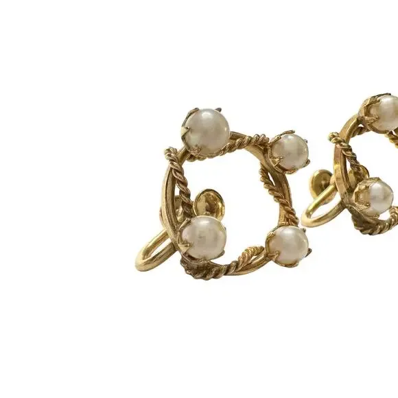 1950's Henry Griffith & Sons 1/20 - 12 K Gold Filled Pearl Screw back Earrings - Picture 3 of 13